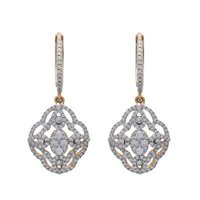 diamond hoop dangle earrings
