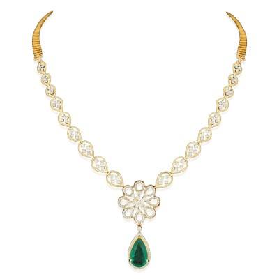 3-in-1 natural emerald and diamond necklace