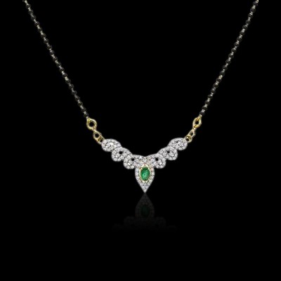 Emerald Diamond Mangalsutra Pendant